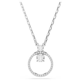 Pingente Constella Pavé, corte redondo, branco, banhado a ródio