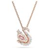 Pingente de cisne com cortes mistos, cisne, rosa