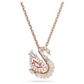 Pingente de cisne com cortes mistos, cisne, rosa