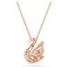 Pingente de cisne com cortes mistos, cisne, rosa