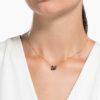 Pingente de cisne, pequeno, preto, banhado a ouro rosa
