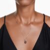 Pingente de cisne, pequeno, preto, banhado a ouro rosa