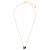 Pingente de cisne, pequeno, preto, banhado a ouro rosa