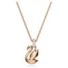 Pingente de cisne, pequeno, preto, banhado a ouro rosa