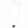 Pingente de cisne, preto, banhado a ouro rosa