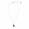 Pingente de cisne, preto, banhado a ouro rosa