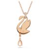 Pingente de cisne, preto, banhado a ouro rosa