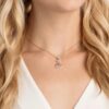 Pingente de cisne, rosa, banhado a ouro rosa