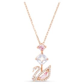 Pingente de cisne, rosa, banhado a ouro rosa