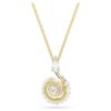 Pingente de cobra com pérola de cristal, cortes mistos, Ano da Cobra, branco, banhado a dourado