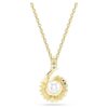 Pingente de cobra com pérola de cristal, cortes mistos, Ano da Cobra, branco, banhado a dourado
