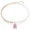 Pingente de ursinho com pérolas de cristal, ursinho, rosa, banhado a ouro rosa