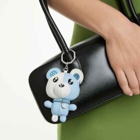 Pingente de ursinho para mala, azul, banhado a ródio