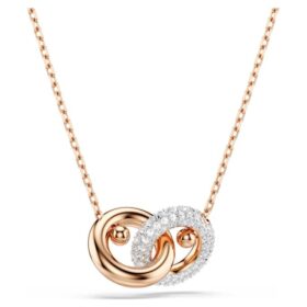 Pingente Dextera com corte redondo, branco, banhado a ouro rosa