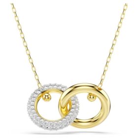 Pingente Dextera com laços entrelaçados, branco, banhado a dourado