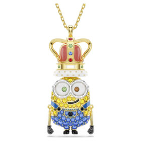 Pingente do Rei Bob dos Minions com pavé, multicolorido, banhado a dourado
