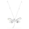 Pingente e broche Ariana Grande X Swarovski com pérola de cristal, cortes mistos, libélula, branco, banhado a ródio