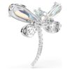 Pingente e broche Ariana Grande X Swarovski com pérola de cristal, cortes mistos, libélula, branco, banhado a ródio