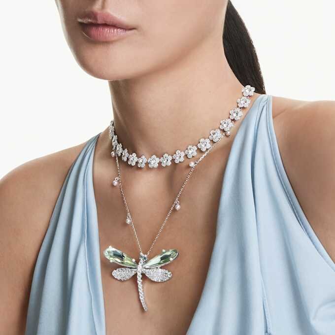 Colar Ariana Grande X Swarovski, corte redondo, flor, branco, banhado a ródio Colar Ariana Grande X Swarovski, corte redondo, flor, branco, banhado a ródio
