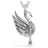 Pingente e broche em forma de cisne, branco, banhado a ruténio Pingente e broche em forma de cisne, branco, banhado a ruténio