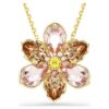 Pingente e broche Idyllia com cortes mistos, flor, multicolorido, banhado a dourado Pingente e broche Idyllia com cortes mistos, flor, multicolorido, banhado a dourado