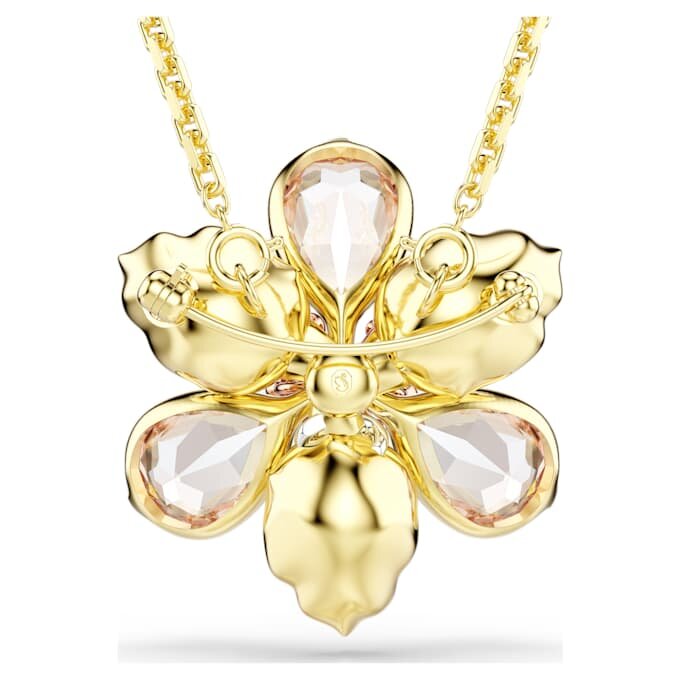Pingente e broche Idyllia com cortes mistos, flor, multicolorido, banhado a dourado Pingente e broche Idyllia com cortes mistos, flor, multicolorido, banhado a dourado