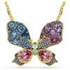 Pingente e broche Idyllia com cortes mistos, pavé, borboleta, multicolorido, banhado a dourado