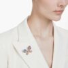 Pingente e broche Idyllia com cortes mistos, pavé, borboleta, multicolorido, banhado a dourado