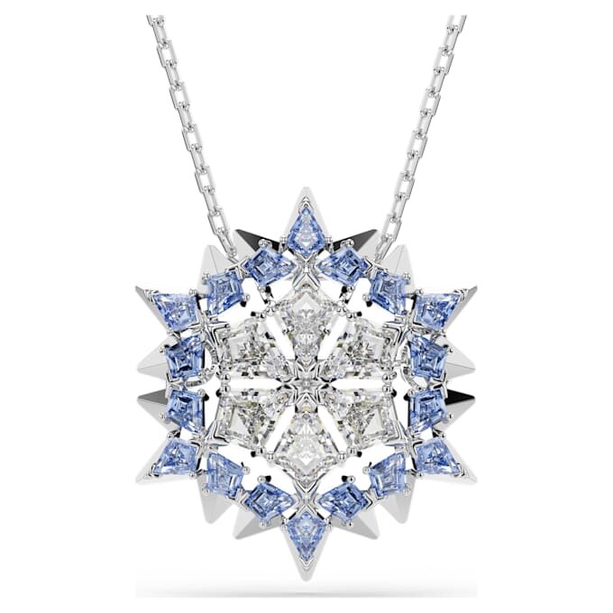 Pingente e broche «Magic» em forma de floco de neve, azul, banhado a ródio Pingente e broche «Magic» em forma de floco de neve, azul, banhado a ródio