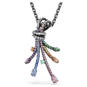 Pingente e broche Matrix com cortes mistos, bouquet, multicolorido, banhado a ruténio