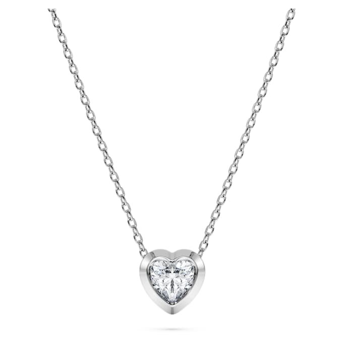 Pingente Eternity com diamantes cultivados em laboratório, 0,5 Ct no total, em forma de coração, prata esterlina Pingente Eternity com diamantes cultivados em laboratório, 0,5 Ct no total, em forma de coração, prata esterlina