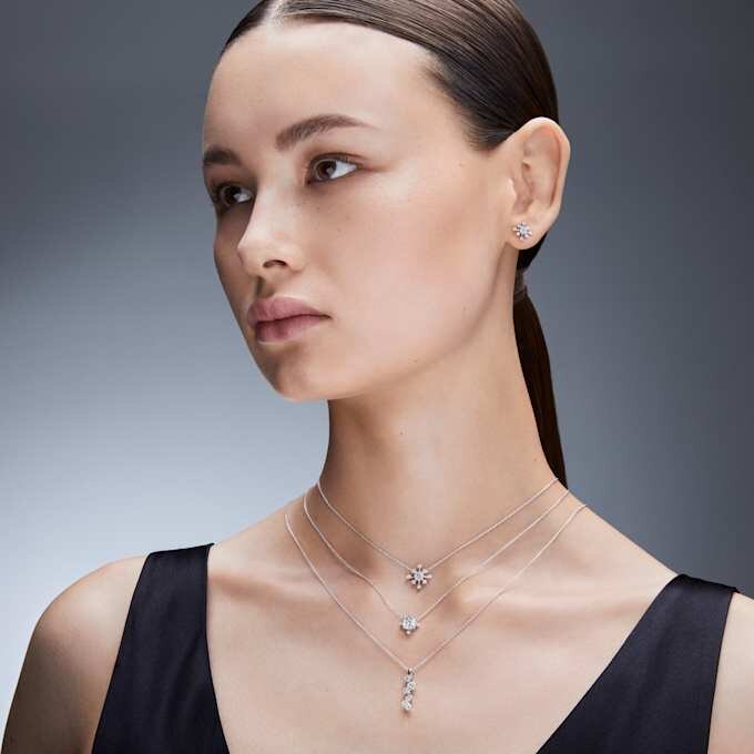 Brincos de pressão «Galaxy» com diamantes cultivados em laboratório, 0,5 ct no total, forma redonda, ouro branco de 14K Brincos de pressão «Galaxy» com diamantes cultivados em laboratório, 0,5 ct no total, forma redonda, ouro branco de 14K