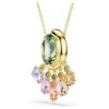 Pingente Gema com cortes mistos, cristais pendentes, multicolorido, banhado a ouro Pingente Gema com cortes mistos, cristais pendentes, multicolorido, banhado a ouro
