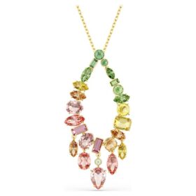 Pingente Gema com cortes mistos, multicolorido, banhado a dourado