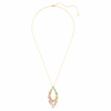 Pingente Gema com cortes mistos, multicolorido, banhado a dourado