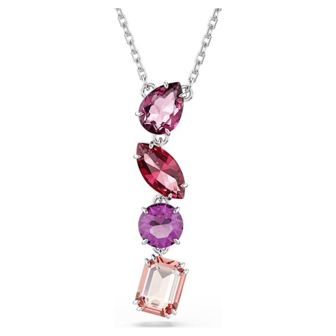 Pingente Gema com cortes mistos, rosa, banhado a ródio Pingente Gema com cortes mistos, rosa, banhado a ródio