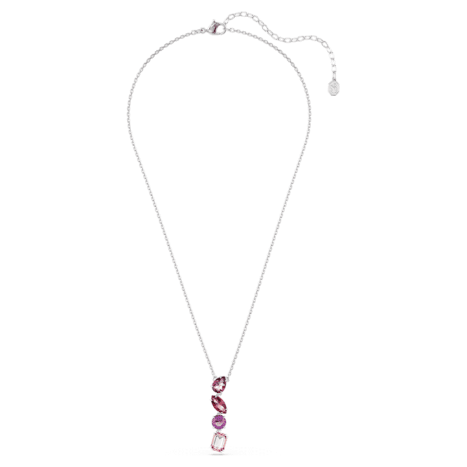 Pingente Gema com cortes mistos, rosa, banhado a ródio Pingente Gema com cortes mistos, rosa, banhado a ródio