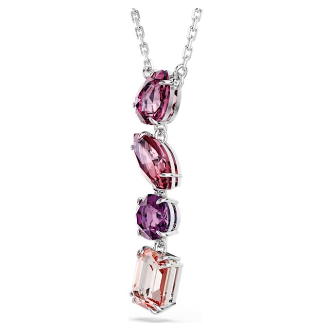 Pingente Gema com cortes mistos, rosa, banhado a ródio Pingente Gema com cortes mistos, rosa, banhado a ródio