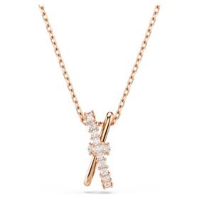 Pingente Hyperbola com cortes mistos, torcido, branco, banhado a ouro rosa