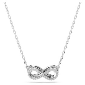 Pingente Hyperbola Pavé, Infinity, Branco, Banhado a Ródio