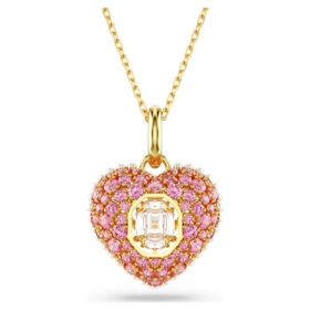 Pingente Idyllia com corte octogonal, pérola de cristal, coração, rosa, banhado a ouro