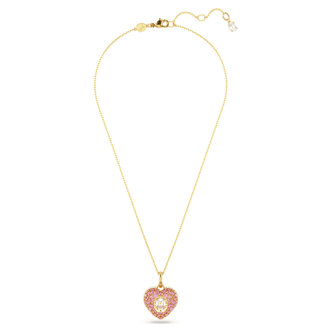 Pingente Idyllia com corte octogonal, pérola de cristal, coração, rosa, banhado a ouro Pingente Idyllia com corte octogonal, pérola de cristal, coração, rosa, banhado a ouro
