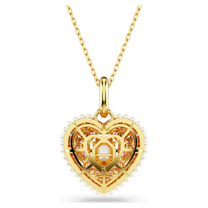 Pingente Idyllia com corte octogonal, pérola de cristal, coração, rosa, banhado a ouro Pingente Idyllia com corte octogonal, pérola de cristal, coração, rosa, banhado a ouro