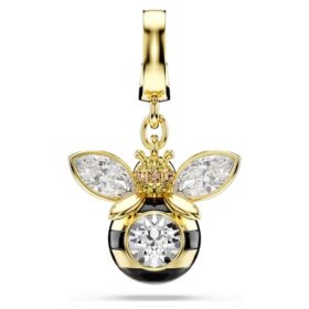 Pingente Idyllia com cortes mistos, abelha, multicolorido, banhado a dourado