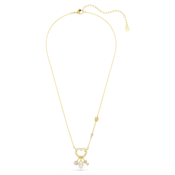 Pingente Idyllia com cortes mistos, coração, chave, rosa, banhado a ouro Pingente Idyllia com cortes mistos, coração, chave, rosa, banhado a ouro