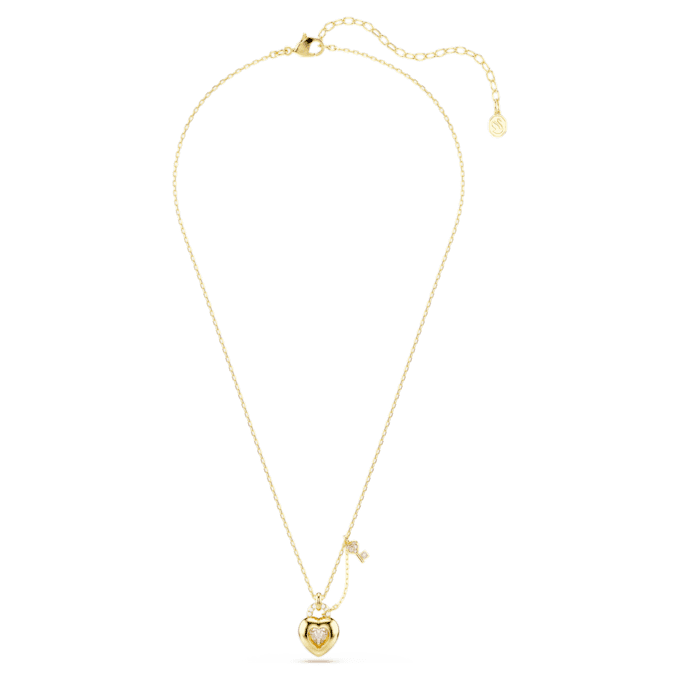 Pingente Idyllia com cortes mistos, coração, chave, rosa, banhado a ouro Pingente Idyllia com cortes mistos, coração, chave, rosa, banhado a ouro