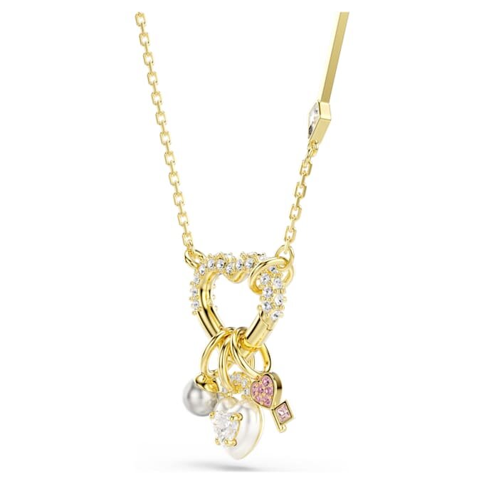 Pingente Idyllia com cortes mistos, coração, chave, rosa, banhado a ouro Pingente Idyllia com cortes mistos, coração, chave, rosa, banhado a ouro