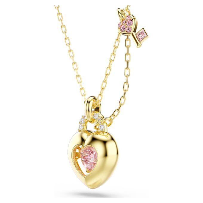 Pingente Idyllia com cortes mistos, coração, chave, rosa, banhado a ouro Pingente Idyllia com cortes mistos, coração, chave, rosa, banhado a ouro