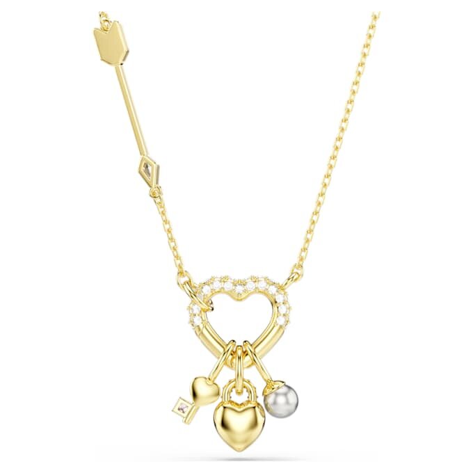 Pingente Idyllia com cortes mistos, coração, chave, rosa, banhado a ouro Pingente Idyllia com cortes mistos, coração, chave, rosa, banhado a ouro
