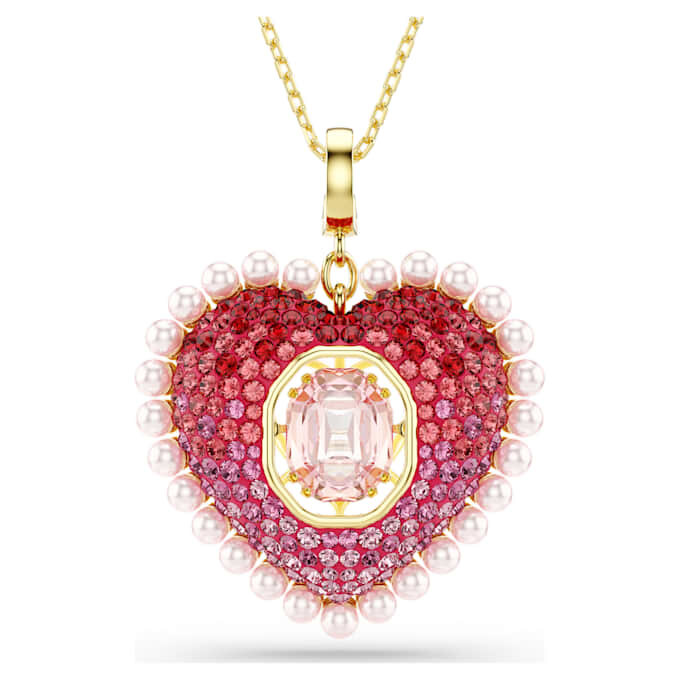 Pingente Idyllia com cortes mistos, coração, rosa, banhado a ouro Pingente Idyllia com cortes mistos, coração, rosa, banhado a ouro
